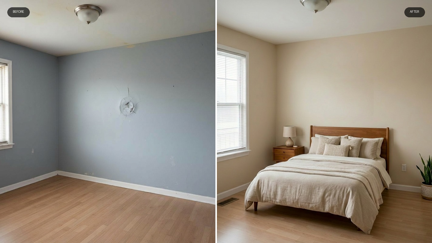 Before and after — Drywall & Interior Painting