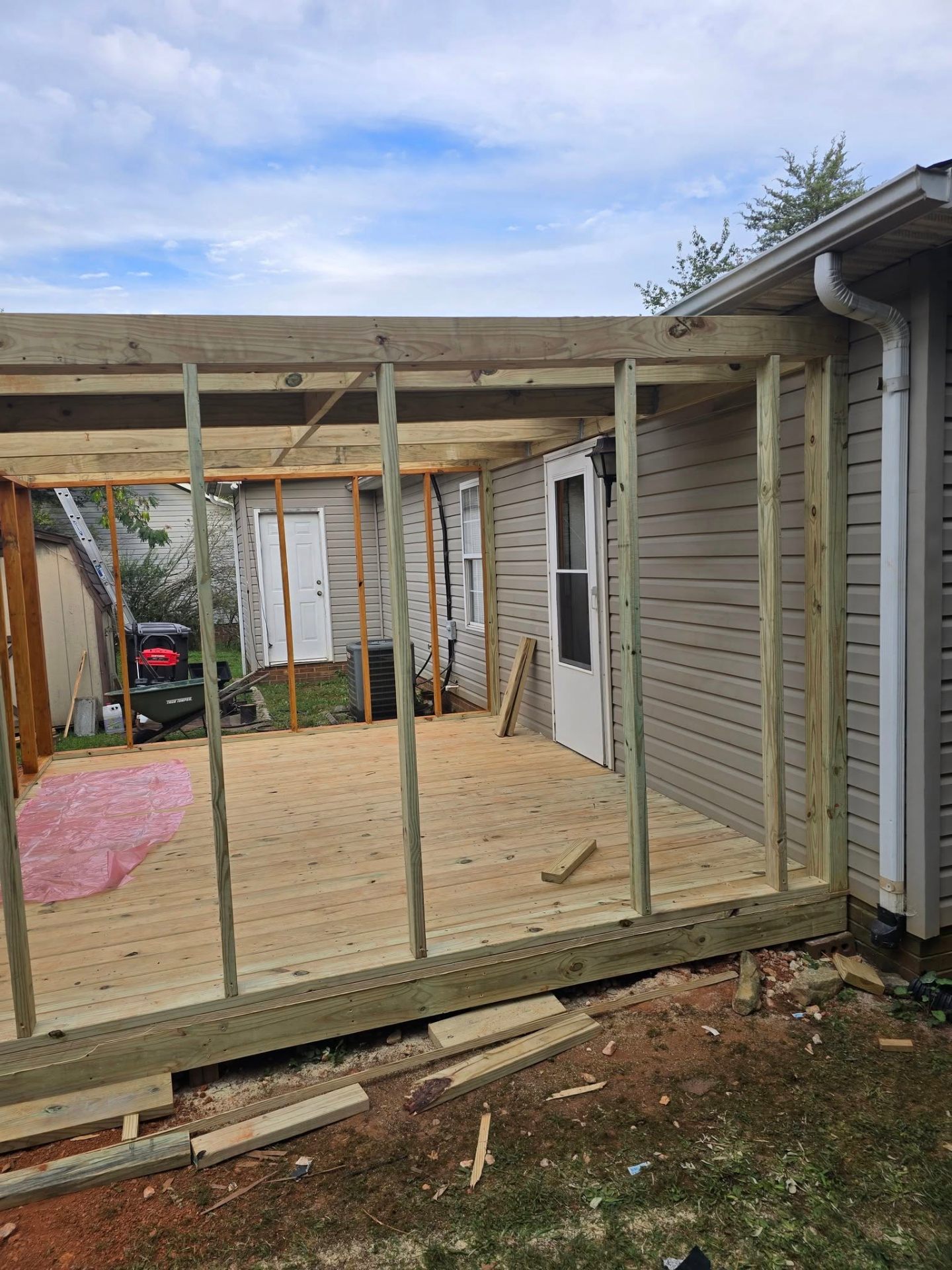 Full structural framing complete for the screened porch